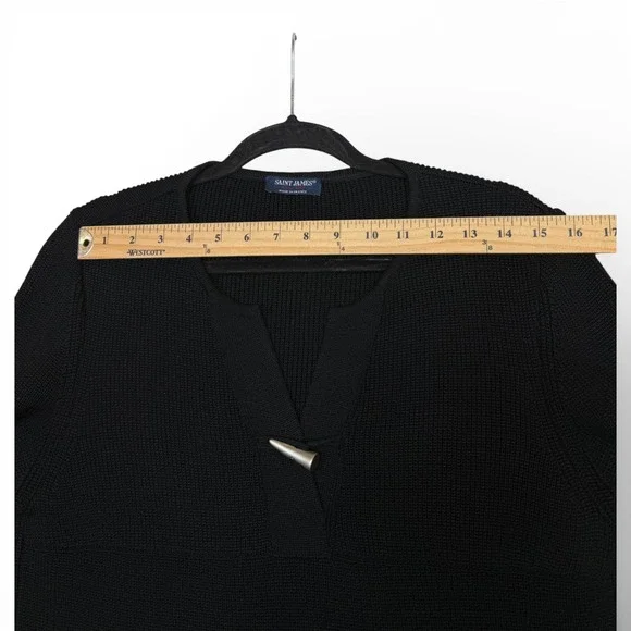 Saint James Toggle Neck Sweater Womens S Black Made in France Wool Maritime Knit